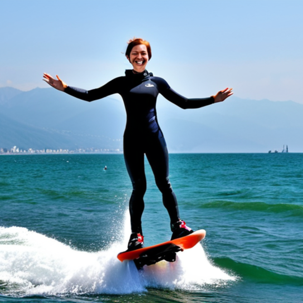 Flyboarding Fun in Batumi**

"A fully clothed woman wearing appropriate athletic wear is flyboarding over the Black Sea in Batumi, Georgia. The Batumi skyline is visible in the background with the Caucasus Mountains in the distance. The woman is smiling and appears to be enjoying the activity. Perfect anatomy, correct proportions, natural pose, well-formed hands, proper finger count, professional photography, high quality, safe for work, appropriate content, fully clothed, modest, family-friendly."

**