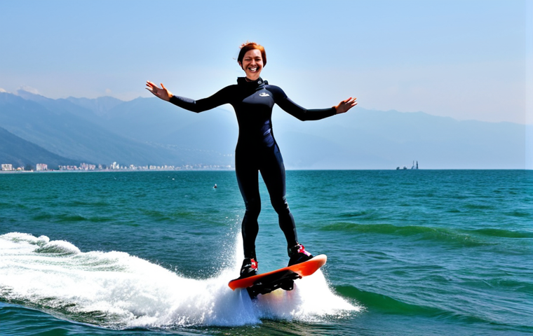 Flyboarding Fun in Batumi**

"A fully clothed woman wearing appropriate athletic wear is flyboarding over the Black Sea in Batumi, Georgia. The Batumi skyline is visible in the background with the Caucasus Mountains in the distance. The woman is smiling and appears to be enjoying the activity. Perfect anatomy, correct proportions, natural pose, well-formed hands, proper finger count, professional photography, high quality, safe for work, appropriate content, fully clothed, modest, family-friendly."

**