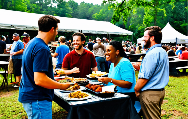 조지아 민속 음악 축제 - "A family-friendly scene at the Georgia Folk Music Festival, showcasing a bluegrass band performing ...