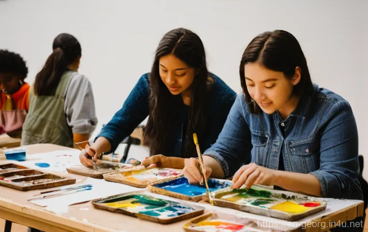 조지아 현대 미술관 - **Prompt:** "A bustling, sunlit interior of a contemporary art museum, evoking the vibrant energy of...