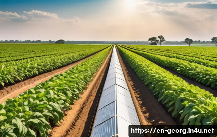 조지아 농업 정책 - A vibrant Georgia farm landscape showcasing drought-resistant peanut and cotton crops growing under ...